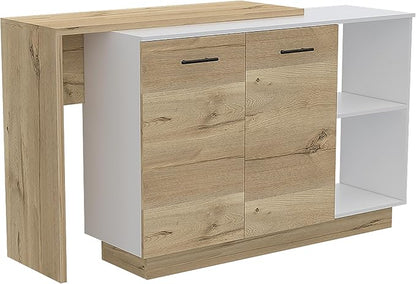 GOWE Kitchen Island Ohio, Kitchen, White/Light Oak