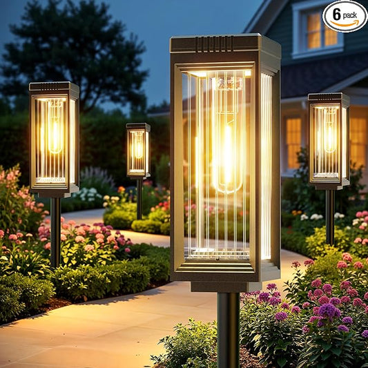 ELECLINK Solar Pathway Lights Outdoor, 6 Pack Upgraded Solar Lights Outdoor Waterproof, Bright Up to 15 Hrs Auto On/Off Garden Light for Yard Patio Lawn Path Walkway Driveway Outside Decor