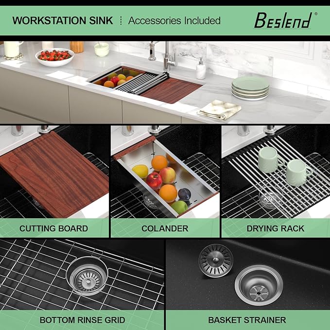 30 Granite Composite Kitchen Sink - 30x19 Inch Black Granite Kitchen Sinks Undermount Black Quartz Sink Ledge Workstation Classic Under Counter Single Bowl Sinks Basin
