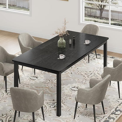 79 Inch Industrial Dining Table for 4-6 Person Rectangle Kitchen Table with Metal Legs,Round Corners, Writing Desk, for Modern Farmhouse, for Kitchen, Dining Room,Quick Assembly, Wood