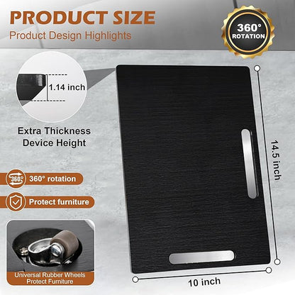 oy&Grace Appliance Slider for Kitchen Appliances 360° Rolling Sliding Tray for Coffee Maker Countertop, Bamboo Coffee Pot Slider Rolling Tray with Universal Rollers (Black, Medium 14.5" x 10")