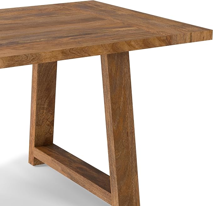 SIMPLIHOME Whitley Dining Table - 72 inch Wide Solid Mango Wood Rectangular Table in Burnt Wax, Modern Farmhouse Style for Dining Room or Kitchen with Extra-Thick Trestle Base, Seats 6