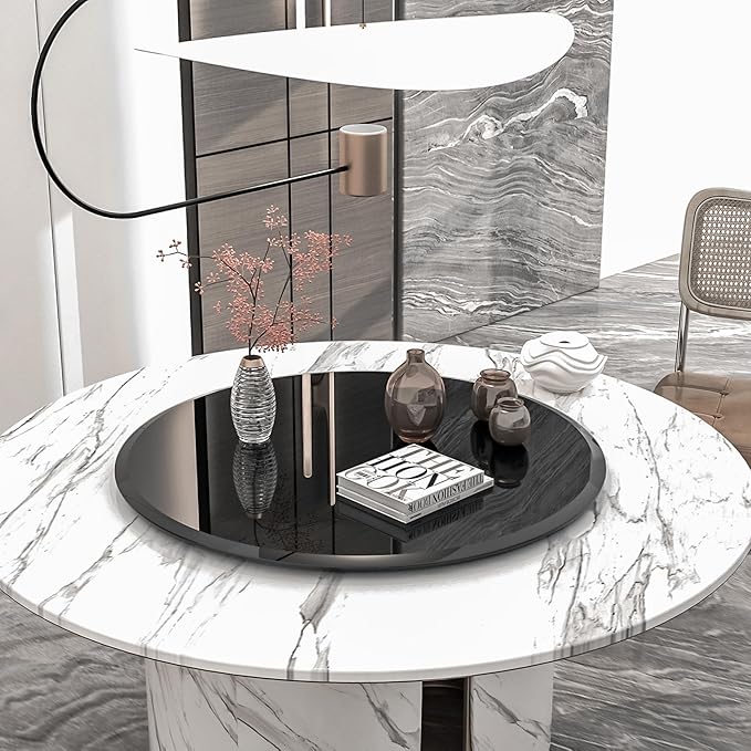 Tempered Glass Table Top Round Black Table Surface 3/8'' Thick Beveled Edge Multipurpose for Dining, Coffee, Restaurant and End Table (3/8" Thick - Beveled Edge, 28 inch-Balck)