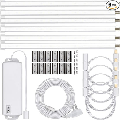 UltraPro 10in. Linkable LED Bright Strips, 6 Pack, 1650 Lumens, 2700K Warm White Light, Low Voltage, Under Cabinet Lighting, Strip Light, Flat Plug, Grow Lights for Indoor Plants, 44415