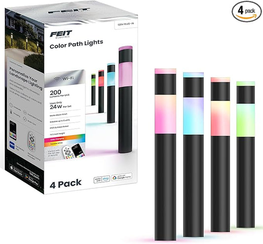 Feit 3026437 Black Plug in & Remote 6W LED Pathway Light - 4 per Pack