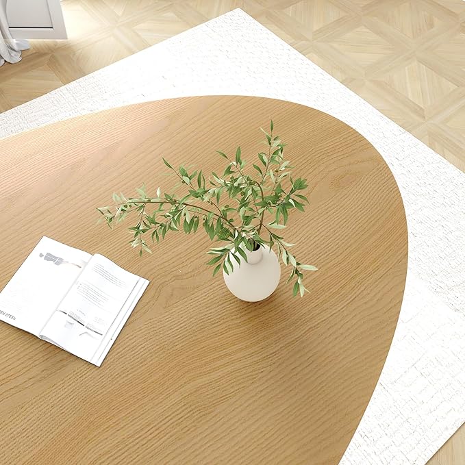 Casaphoria 72" Oval Dining Table for 6-8 People, Mid Century Modern Wood Kitchen Table, Minimalist Pedestal Dining Room Furniture with Child-Safe Round Edges (Natural)