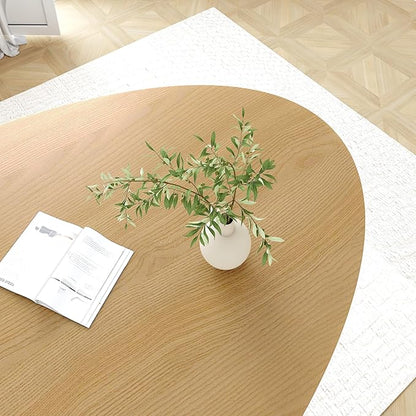 Casaphoria 72" Oval Dining Table for 6-8 People, Mid Century Modern Wood Kitchen Table, Minimalist Pedestal Dining Room Furniture with Child-Safe Round Edges (Natural)
