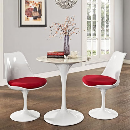 Modway Lippa Round 28" Mid-Century Modern Artificial Marble Dining Table in White