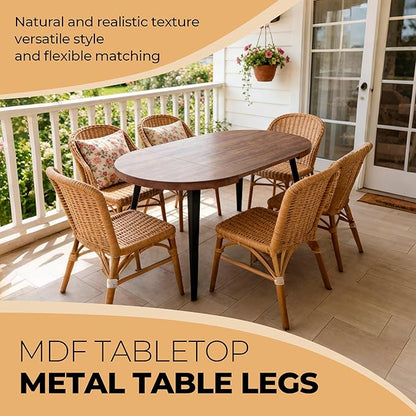 Extendable Dining Room Table, 70.87”-39.37”Large Oval Kitchen Table Set for 4 to 6 People，Wood Tabletop Foldable Tables for Conference Room (1 Table Only Walnut)