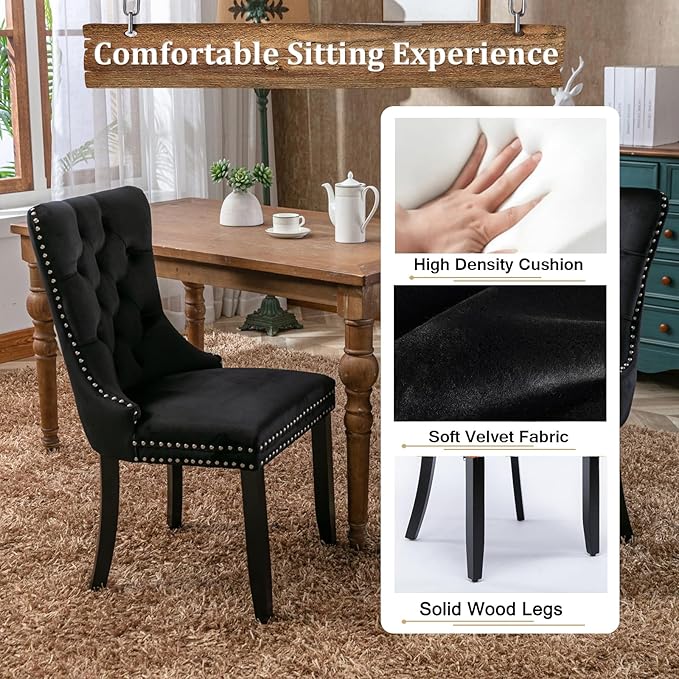 Goujxcy 5-Piece Extendable Dining Table Set for 4, 63-78 Inch Faux Travetine Kitchen Table Set with 4 Black Upholstered Chairs Modern Wood Expandable Dining Room Table Set for Kitchen Apartment