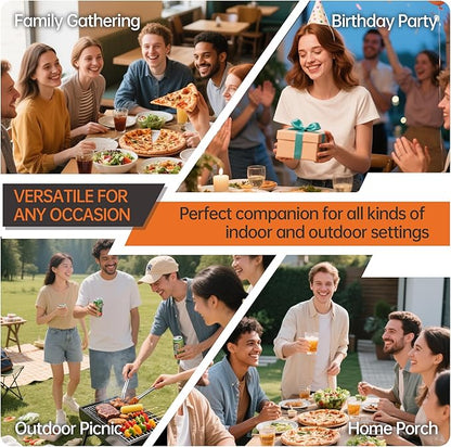 Set of 2 6 Foot Folding Table for Indoor Outdoor, Portable Heavy Duty Fold-in-Half Utility Plastic Foldable Dining Table with Carrying Handle for Picnic, Camping and Party, 2 Pack Brown