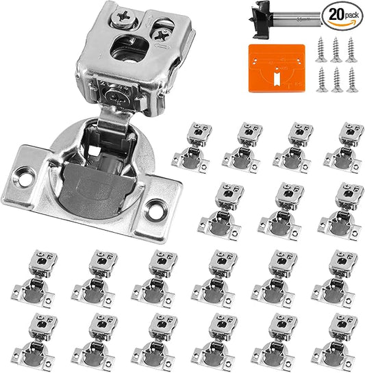 1 Inch Overlay Soft Close Cabinet Hinges, 20 Pack Slow Soft Close Hinges for Kitchen Cabinets Satin Nickel Hidden Self Closing Kitchen Cabinet Hinges for Cupboard