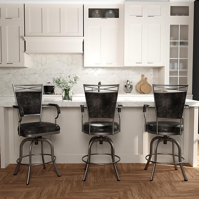 Hillsdale Bridgetown Metal Counter Height Swivel Stool, Pewter
