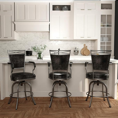 Hillsdale Bridgetown Metal Counter Height Swivel Stool, Pewter