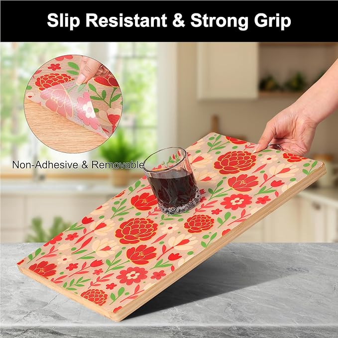 Cooyes Shelf Liner – Premium Non-Adhesive Cabinet & Drawer Liner for Kitchen – Waterproof Shelf Paper with Modern Pattern – Durable EVA Cabinet Mat – Easy to Cut （24" W x 360" L）