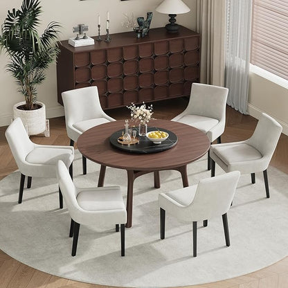 COLAMY Upholstered Dining Chairs Set of 4 with Mid Back and Wood Legs, Modern Accent Side Chairs for Living Room/Dining Room-Beige