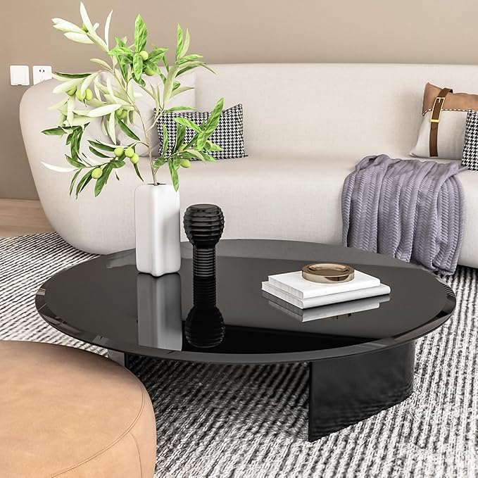 36 inch Round Glass Table Top - Black Tempered Glass Surface Protector - Safe 3/8" Thick Beveled Edge - Useful for Replacement,Dining Table, Patio, Coffee and End Table,Indoor & Outdoor