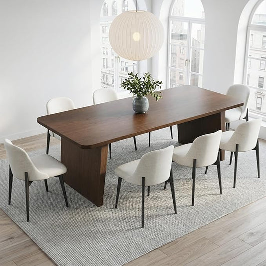 Casaphoria 79" Walnut Rectangular Dining Table for 6-8 People, Modern Farmhouse Style with 8-Leg Design for Kitchen, Living Room & Dining Room