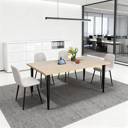 Dining Table, Wooden Tabletop & Rust-Resistant Iron Legs, Rectangular Kitchen Table for 6-8 People, Rustic Industrial Design for Dining Room, Patio (63 in Only Table)