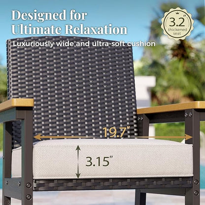 MIXPATIO 7-Piece Outdoor Patio Dining Sets, Patio Table and Chairs Set, HDPE Outdoor Dining Set, Rattan Wicker Patio Set with Ultra-Soft Cushions for Backyard, Deck, Garden - Black