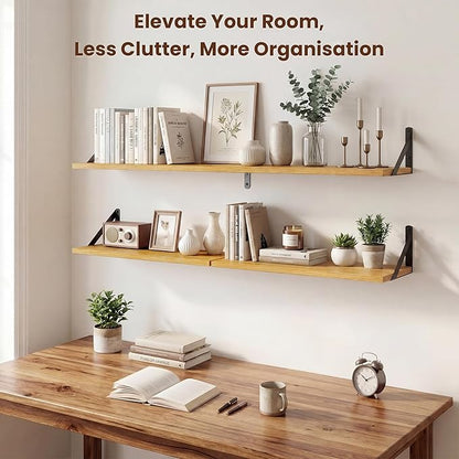 Axeman 20 Inch Floating Shelves | 8 Inch Deep Oak Wall Shelves Set of 2 | 20''W x 8''D Rustic Oak Shelves for Bathroom Living Room Bedroom Kitchen
