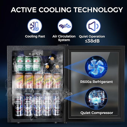 Electactic Mini Fridge 68 Can Beverage Refrigerator Cooler, 1.7 Cu.Ft Drink Fridge forSoda Wine Beer, Digital Temperature Control Cooler for Home, Dorm, Bar
