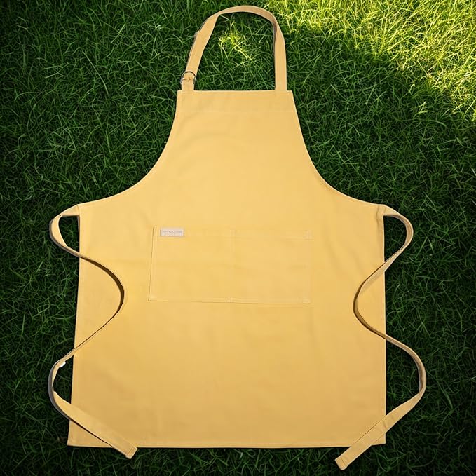 100% Cotton Kitchen Apron with 2 Pockets – Adjustable Chef Apron for Cooking Baking BBQ – Unisex Apron