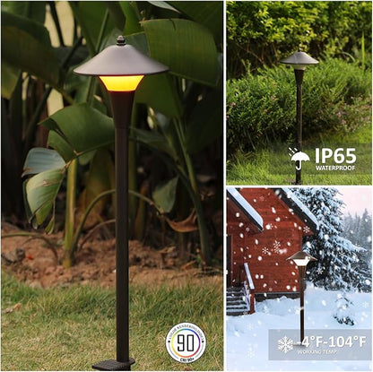 Low Voltage Path Lights, 12V 5W LED RGB Wired Color Changing Landscape Lights Outdoor for Driveway Walkway Pathway Christmas, Super Bright, IP65, ETL, Bronze, Pack of 1