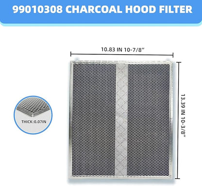 S99010308 Carbon Replacement Filter compatible with Broan QS WS BPSF30 GE: WB02X10707 NON-Ducted Range Hood Charcoal Filters 10.8" X 13.3" (2-Pack)