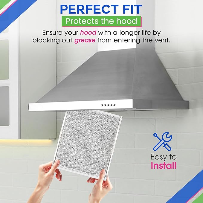 Bagean Stove Hood Vent Filter 10.5" x 8.75" 97006931 Compatible with Broan Range Hood Filter Replacement BP29 - Fit's Nutone Kitchen Exhaust Fan - Blocks Grease & Filters Over Oven Air (4-Pack)
