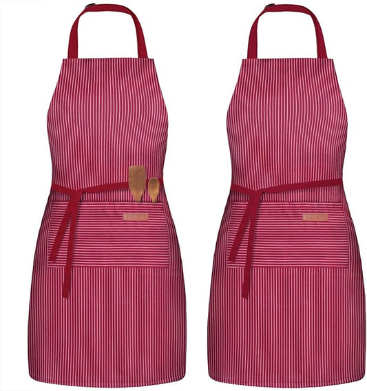 BeLuyi 2 Pack Adjustable Bib Apron with 2 Pockets Chef Cooking Kitchen Restaurant Aprons for Women Men