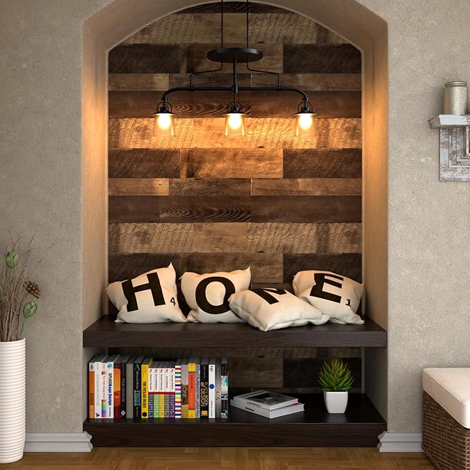 LACHEERY Thick Butcher Block Contact Paper for Countertops Waterproof Brown Wood Contact Paper Peel and Stick Countertops Shiplap Peel and Stick Wood Wallpaper Removable for Cabinets Wall 15.8"x80"