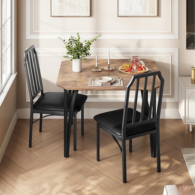 IDEALHOUSE Dining Table Set for 2, Kitchen Table Set of 2 with Upholstered Cushion Chairs, Dining Room Table Set with Kitchen Chairs, Easy to Assemble, Suitable for Apartment - (Rustic Brown)
