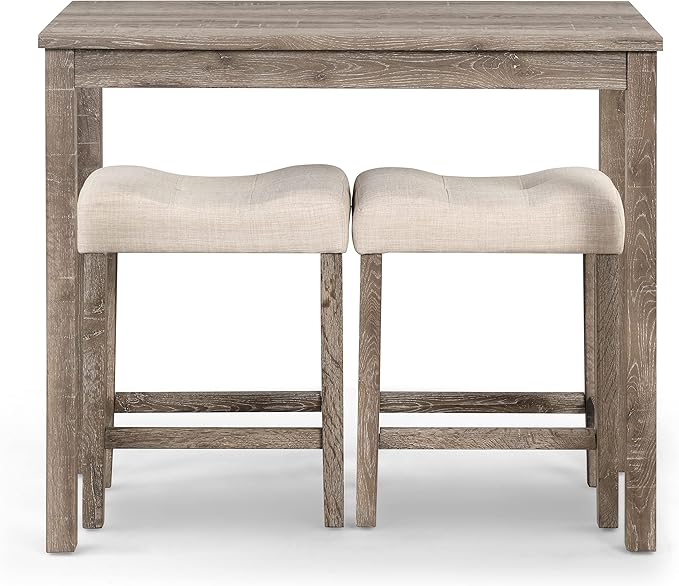Sora Wood 3-Piece Counter Height Dining Set, Taupe