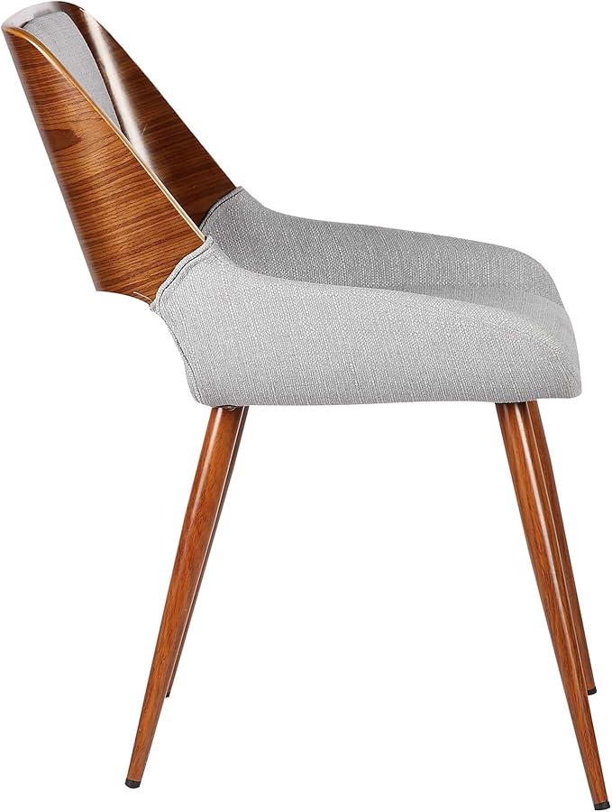 Armen Living Panda Mid-Century Dining Chair Walnut Finish and Gray Fabric