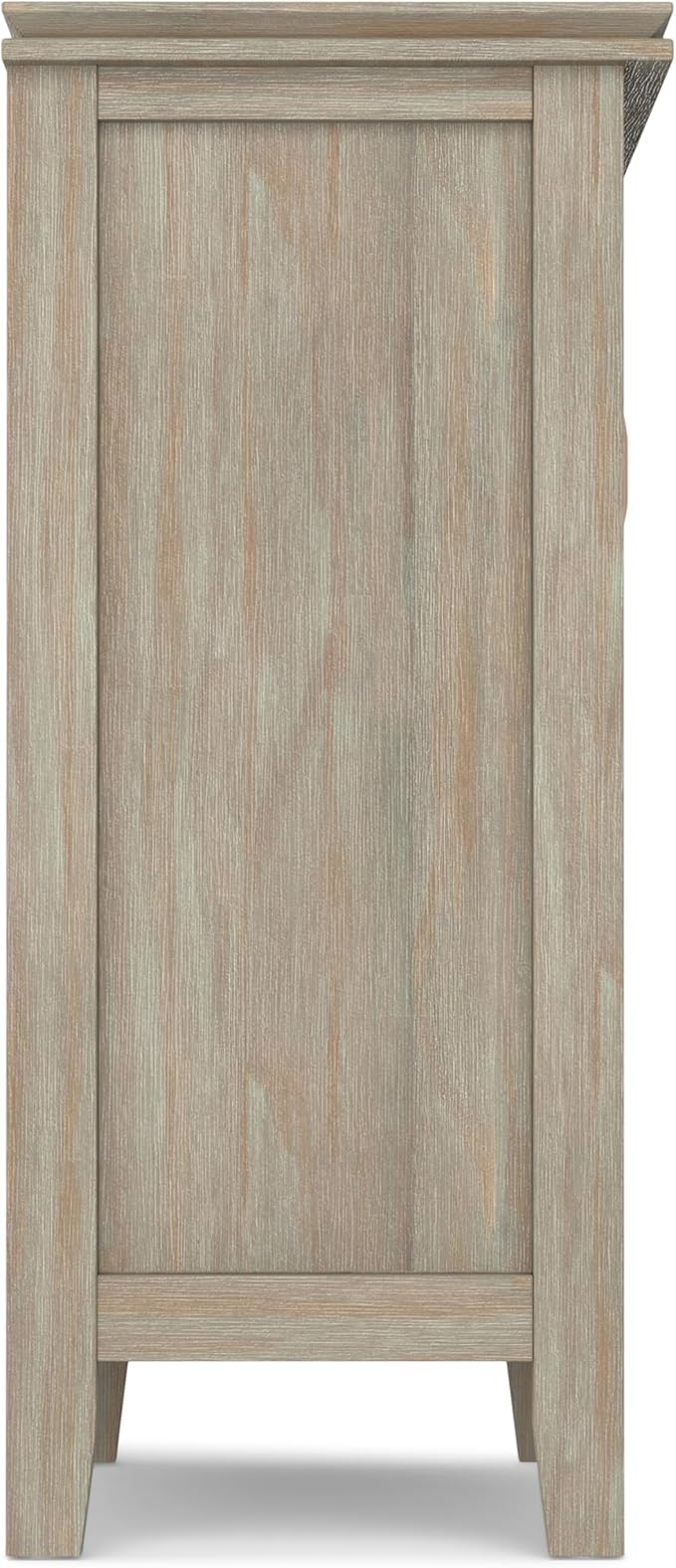 SIMPLIHOME Artisan SOLID WOOD 30 Inch Wide Contemporary Low Storage Cabinet in Distressed Grey, For the Living Room, Entryway and Family Room