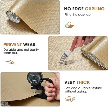 Drawer and Shelf Liner, Non-Slip Kitchen Cabinet Liners Non-Adhesive Thick Strong Grip Waterproof Washable Mats Protect Dresser Shelves Cupboard Bathroom Cabinets, Beige, 12 in X 30 FT