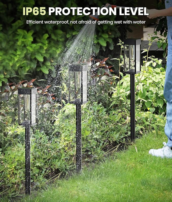 NEWMESSI Solar Pathway Lights Outdoor, 2 Pack Solar Garden Lights IP65 Waterproof, Bright Pathway Light Solar Powered for Outside Yard Path Lawn Walkway Driveway Lighting Landscape Decor (Warm White)