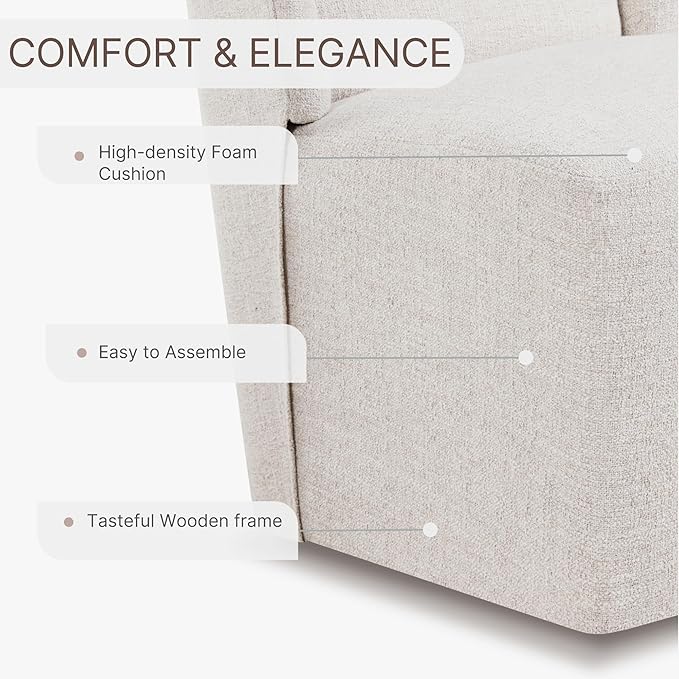 KISLOT Upholstered Dining Chairs Set of 4 with Casters, Wingback Modern Side Armless Deskchair with Rollers for Diningroom Bedroom Livingroom Reading Room, Linen Fabric