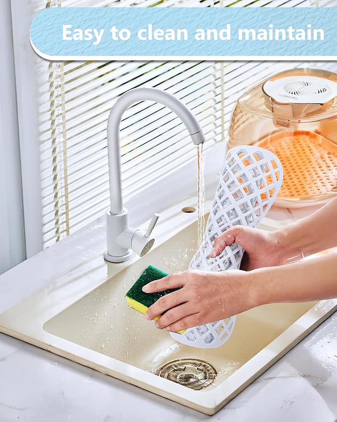 2 Pack Silicone Sink Protector for Kitchen Sink, Trellis Pattern 12 x 11" Sink Grid Mat Silicone Protectors, Center Drain, White