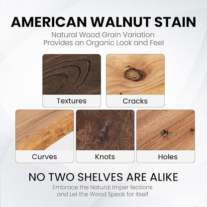 Floating Shelves for Wall, Live Edge 40"W x 9.3"D x 1.5"H Wood Floating Shelf, Set of 2 with Invisible Heavy-Duty Metal Bracket, Deep Floating Shelf for Living Room Kitchen, Natural Finish