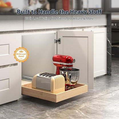 Pull Out Drawers for Cabinets - Birch Wood Pull-Out Drawer 26" W x 21" D - Soft Close Slide Out Shelves for Kitchen Cabinets & Pantry Cabinet Organizer, Heavy Duty, Full-Extension