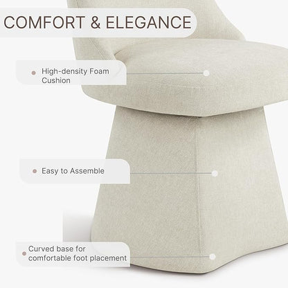 KISLOT Swivel Dining Chairs Set of 2, Upholstered Mid Century Modern Deskchair with High Back, Linen Fabric Kitchen Chairs for Dining Room, Bedroom, Dressing Room, Linen