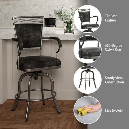 Hillsdale Bridgetown Metal Counter Height Swivel Stool, Pewter