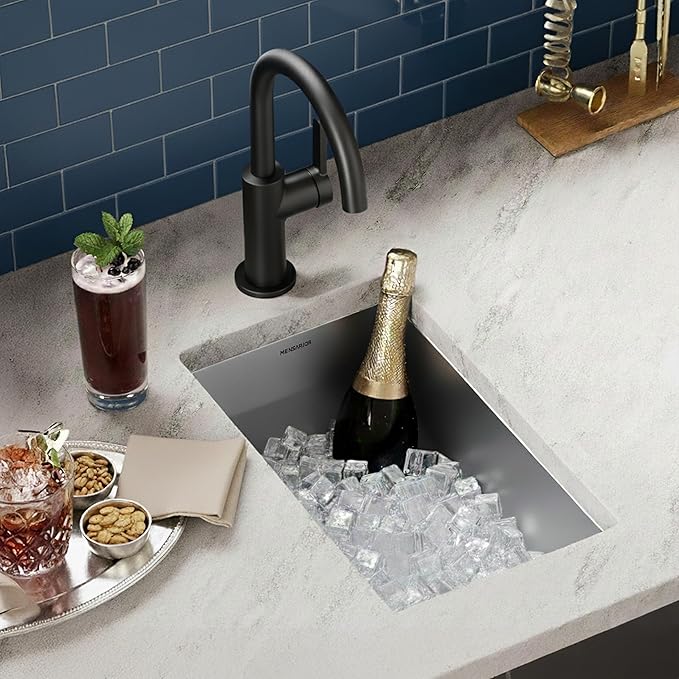 MENSARJOR Undermount Kitchen Sink, Premium 304 Stainless Steel Bar Sink,Single Bowl RV Sink, Handmade Basin Small Kitchen Sink,10"X17"Inch
