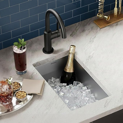MENSARJOR Undermount Kitchen Sink, Premium 304 Stainless Steel Bar Sink,Single Bowl RV Sink, Handmade Basin Small Kitchen Sink,10"X17"Inch