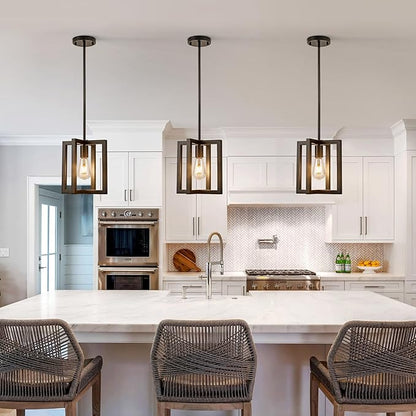 Klgxnrd Small Modern Farmhouse Black Pendant Lights Kitchen Island, Adjustable Hanging Metal Industrial Chandelier Ceiling Light Fixture for Hallway Entryway Bedroom Dining Room