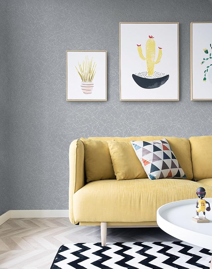 Safiyya 17.3 inch X 78.7 inch Peel and Stick Wallpaper Silver Grey Silk Wallpaper Textured Removable Wall Paper Embossed Self Adhesive Contact Paper for Walls Vinyl Rolls