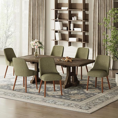 MALOL Dining Room Chair Set of 4, Upholstered Kitchen Chairs with Wood Legs, High-Back Padded Dining Chairs for Dining Room/Restaurant/Cafe, Green