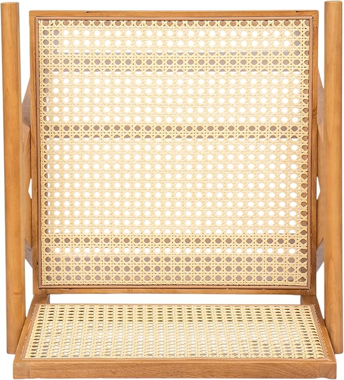 Modern Dining Chairs,Sturdy Rubberwood Frame with Woven Cane Backrest,Set of 2,Stylish Simple Natural Design,Applicable To Front Porch,Outdoor Lounge,Kitchen Island Bar Stools,Versatile Use,Natural-Wo